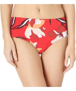 Women's Mid Rise Full Coverage Bikini Bottom Swimsuit - Flower Market Chili - C018ZE6H54I $39.70-Tankinis