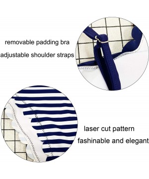 Women Classic Scallop Bikini Swimwear Two Piece Bathing Suit - Stripe - CA18NTLT3IC $12.14-Sets