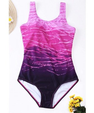 Womens One Piece Swimwear Swimsuit Front Crossover Swimsuits Tummy Control Padded Bathing Suit Monokini - Purple - CF196ORWIT...