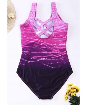 Womens One Piece Swimwear Swimsuit Front Crossover Swimsuits Tummy Control Padded Bathing Suit Monokini - Purple - CF196ORWIT...