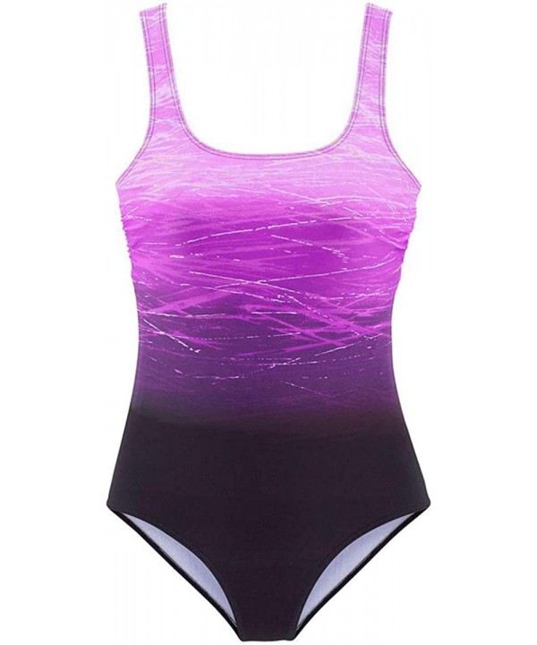 Womens One Piece Swimwear Swimsuit Front Crossover Swimsuits Tummy Control Padded Bathing Suit Monokini - Purple - CF196ORWIT...