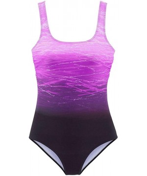 Womens One Piece Swimwear Swimsuit Front Crossover Swimsuits Tummy Control Padded Bathing Suit Monokini - Purple - CF196ORWIT...