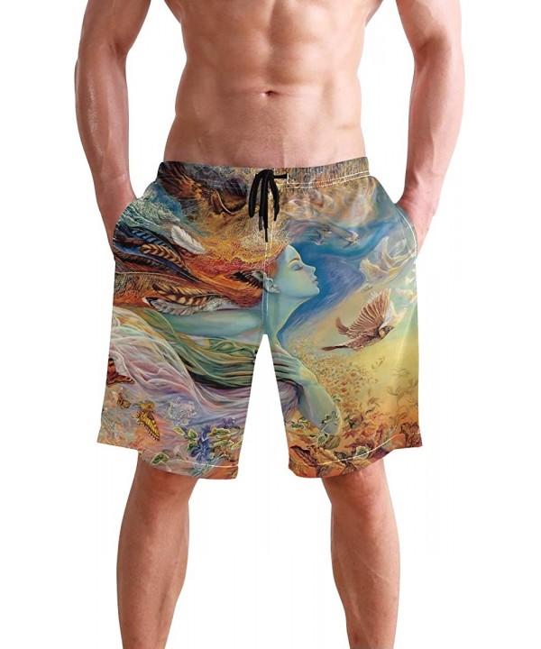 Men's Swim Trunks Butterfly Swan Phoenix Fairy Quick Dry Beach Board Shorts with Pockets - Butterfly Swan Phoenix Fairy - CK1...