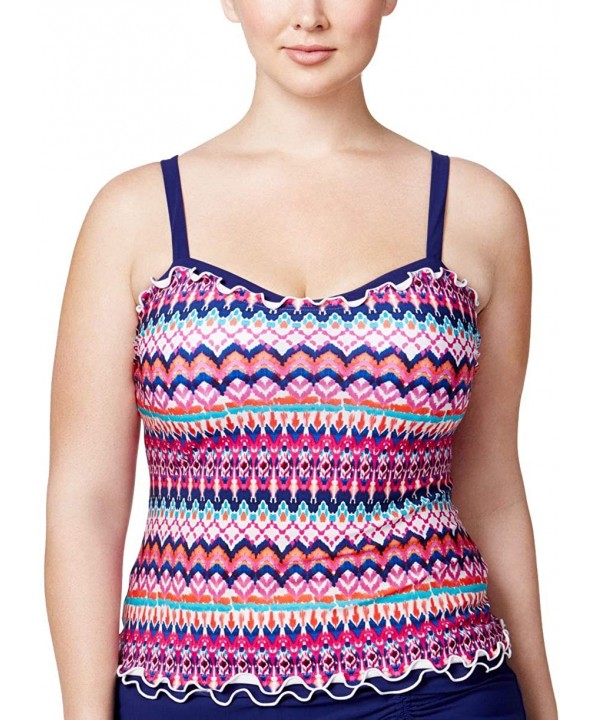 Women's Plus Size Ruffle Underwire Tankini Top- Multi- 22W - CC182H88KL8 $34.80-Tankinis