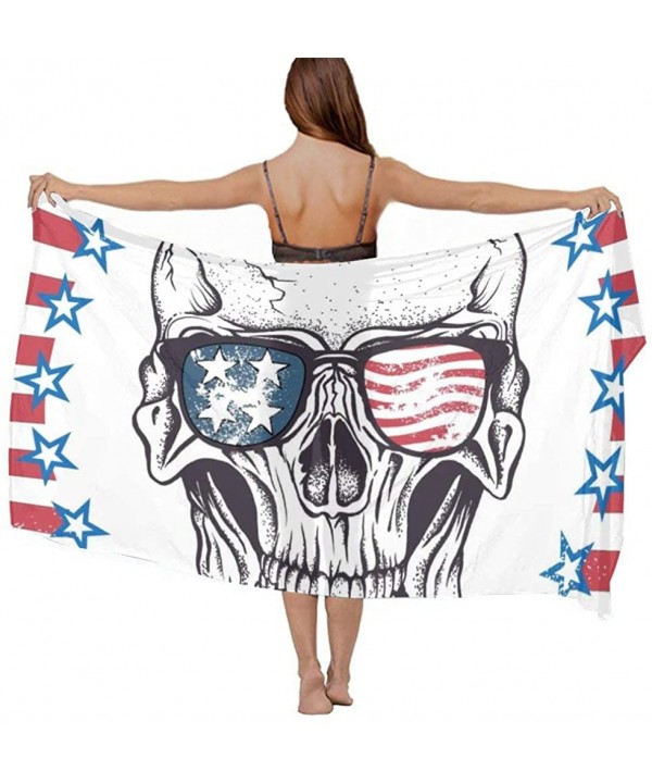 Women Fashion Shawl Wrap Summer Vacation Beach Towels Swimsuit Cover Up - American Usa Flag Pirate Skull - CE190HK45R2 $24.95...