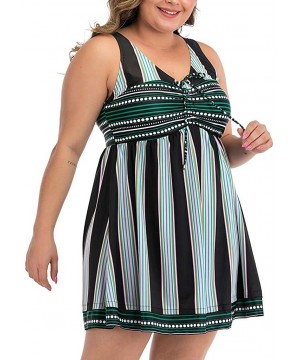 Store Plus Size Two Piece Swimwear for Womens- Summer Push-up Swim Dress Beachwear Tankini - Black - CM194EUZKSA $19.05-Bottoms