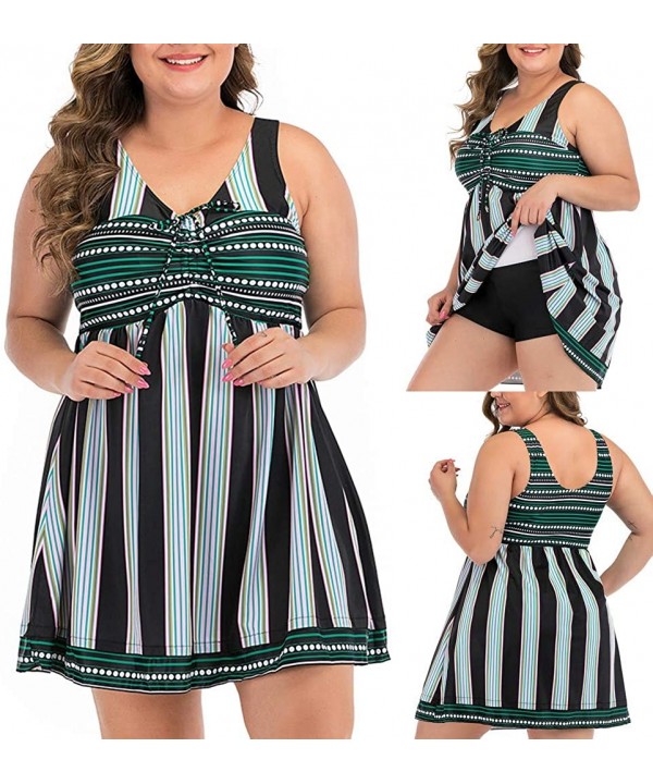 Store Plus Size Two Piece Swimwear for Womens- Summer Push-up Swim Dress Beachwear Tankini - Black - CM194EUZKSA $19.05-Bottoms