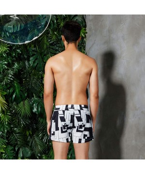 Men's Swim Trunks Quick Dry 3D Printed Beach Shorts with Pockets - 91303 Black White - C918U3OUX4S $29.18-Trunks