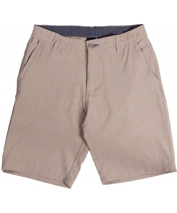 Hybrid Shorts for Men Quick Dry Stretch Lightweight Golf Plaid Short/Boardshort - Yarn Dye Khaki - CU12O91J8HY $40.21-Trunks