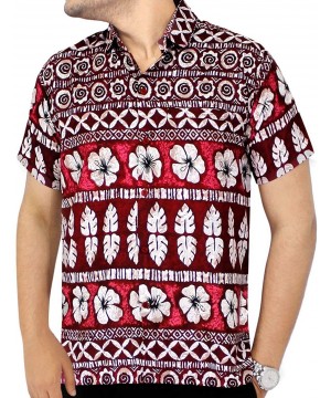 Men's Costume Front Pocket Short Sleeve Hawaiian Shirt A - Spooky Red_w19 - CS12C58N3V9 $12.69-Cover-Ups