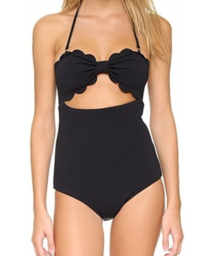 Women's Cut to It Shell Irregular Hem One Piece Padded Swimwear High Waist Swimsuit - Black - C9182IUY08A $21.05-One-Pieces