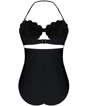 Women's Cut to It Shell Irregular Hem One Piece Padded Swimwear High Waist Swimsuit - Black - C9182IUY08A $21.05-One-Pieces