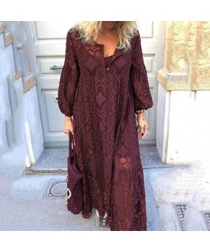 Womens Plus Size Maxi Dresses Tie-Dye Gradient V-Neck Long Sleeve Ankle Length Casual Dress Hipple Soul Print Sundress - Zawi...