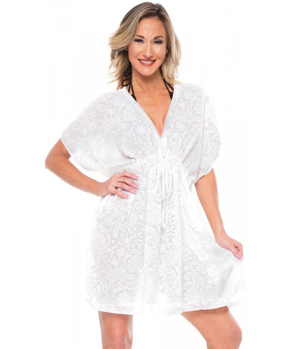 Women's Beach Blouse Tops Kimono Cardigan Bikini Cover Ups Solid Plain - Cool White_o929 - CK12NSO69JL $22.93-Cover-Ups