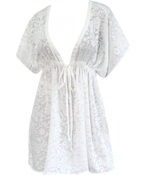 Women's Beach Blouse Tops Kimono Cardigan Bikini Cover Ups Solid Plain - Cool White_o929 - CK12NSO69JL $22.93-Cover-Ups