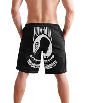 Men's Quick Dry Swim Trunks with Pockets Missouri Flag Beach Board Shorts Bathing Suits - Pow Mia You Are Not Forgotten - CW1...