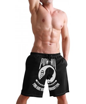 Men's Quick Dry Swim Trunks with Pockets Missouri Flag Beach Board Shorts Bathing Suits - Pow Mia You Are Not Forgotten - CW1...