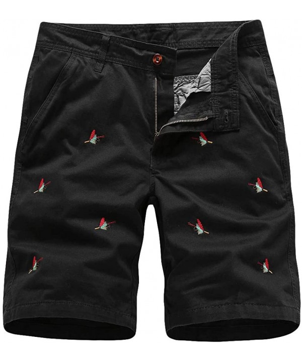 Clothes Men's Embroidery Beach Shorts-Summer Outdoors Casual Loose Cotton Overalls Pants - Black - C318QT0KLLX $25.07-Board S...