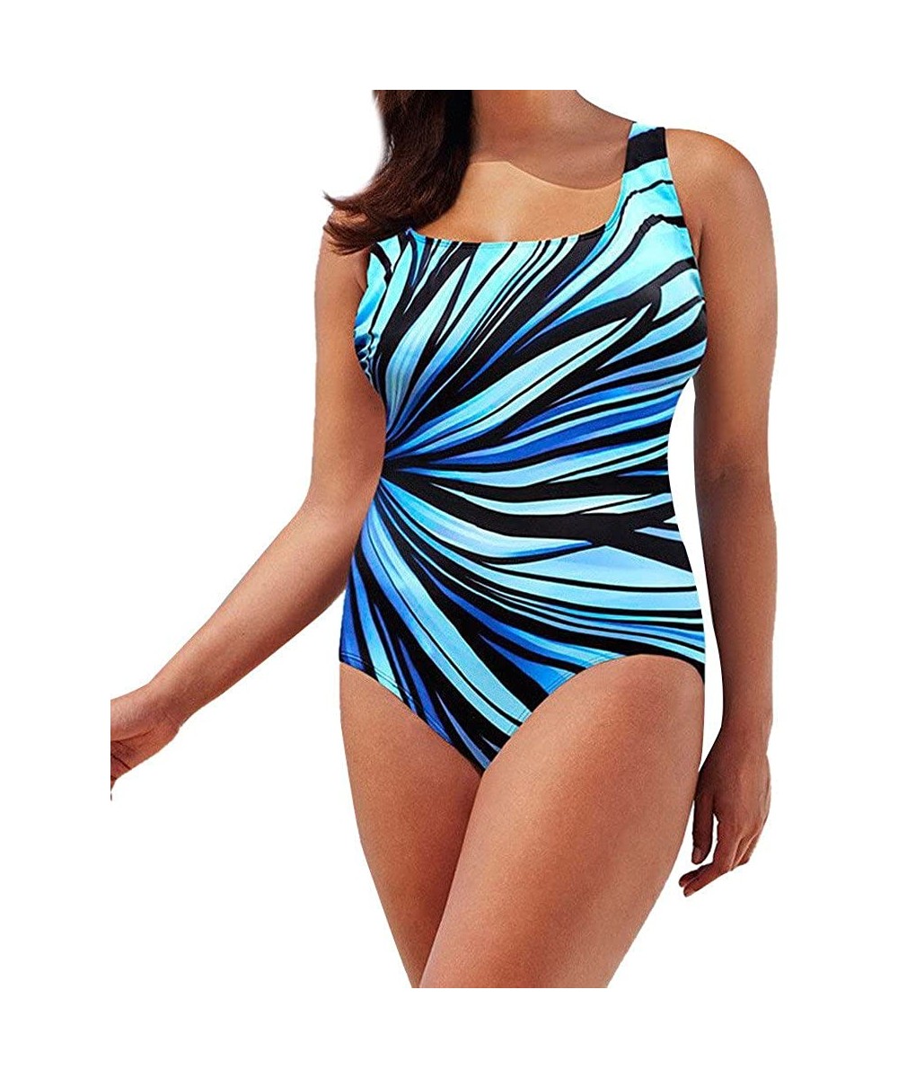 Casual Swimsuits for Womens Swimming Costume Padded Swimsuit Monokini Push Up Bikini Sets Swimwear - D-blue - CL18RED4I32 $18...