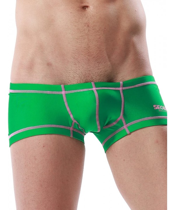 Mens Low Rise Sexy Sport Swimwear Trunk Boxer Brief Bikini Swimsuit - 2714 Green - CH125NTTR85 $28.96-Briefs