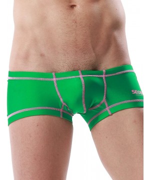 Mens Low Rise Sexy Sport Swimwear Trunk Boxer Brief Bikini Swimsuit - 2714 Green - CH125NTTR85 $28.96-Briefs