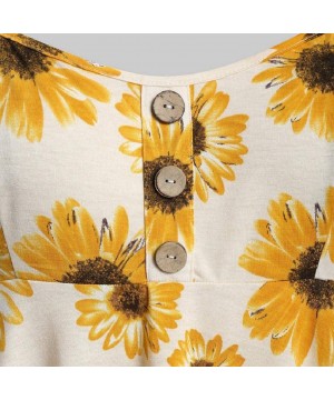 Sleeveless Mini Dressy Tank Tops for Women Bandeau Button Summer Casual Sunflower Shirts Irregular Blouse Beach Wrap - A-yell...