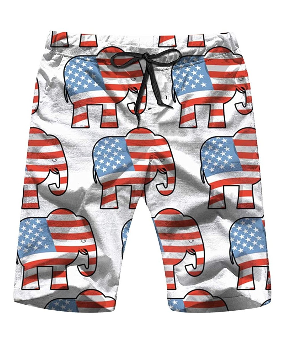 Republican Elephant Symbol Political Animals Mens Boardshorts Swim Trunks Quick-Drying Running Shorts - Multicolored - CN18WH...