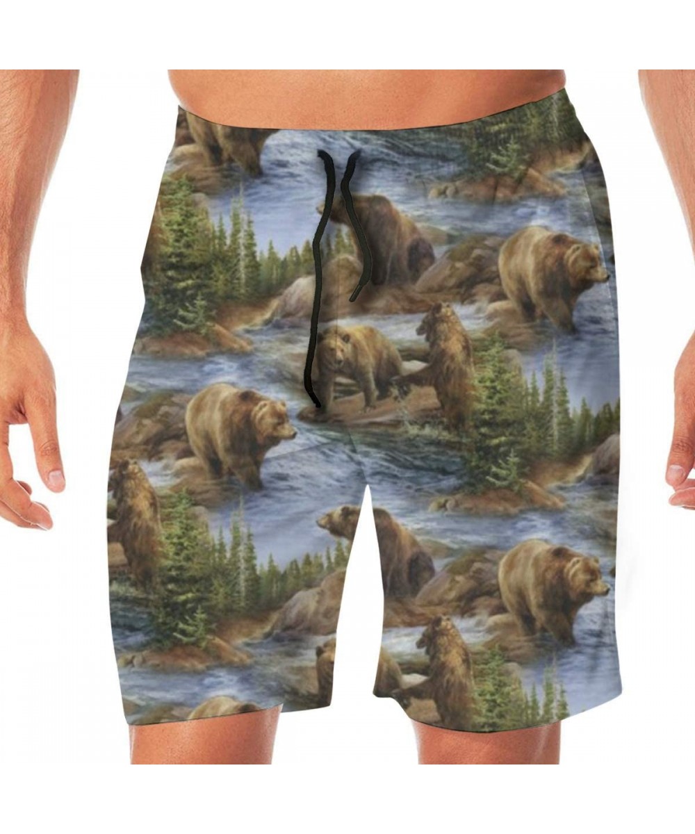 Mens Casual Beach Shorts Swim Trunks Quick Dry Half Pants - Bears Lovers Pattern - CM19CDQQL4L $23.55-Trunks