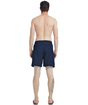 Men Swim Trunks with Zipper Pockets Quick Dry Bathing Suits Mesh Lining - Navy Blue - C118K3GST3L $20.39-Trunks