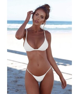 Women's Bandeau Sexy Bandage Bikini Set Push-Up Brazilian Swimwear Beachwear Swimsuit White - C418QQU250R $10.99-Sets