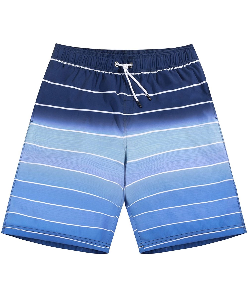 Men's Swim Trunks Regular Fit 9 Inch Inseam Quick Dry with Mesh Lining - Blue Gradient - C418W2Y2638 $18.35-Trunks