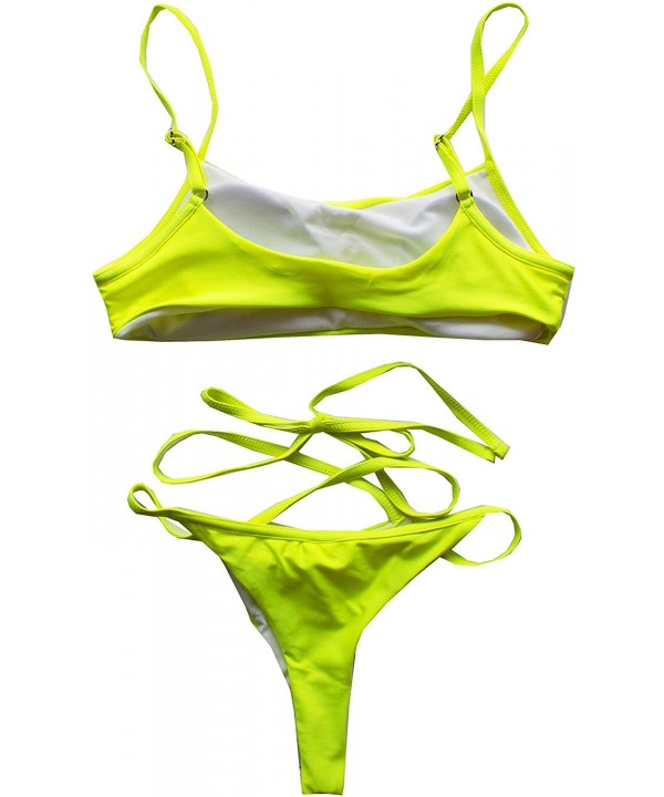 Womens Sporty Swimwear Collection - Sporty Cheeky Sun Neon Yellow - CO198N27XQK $27.83-One-Pieces