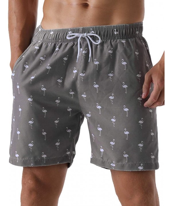 Men's Swim Trunks Retro Quick Dry Soft Washed Full Liner Casual Shorts - 335-gray - CI19G8T4UQG $16.46-Trunks