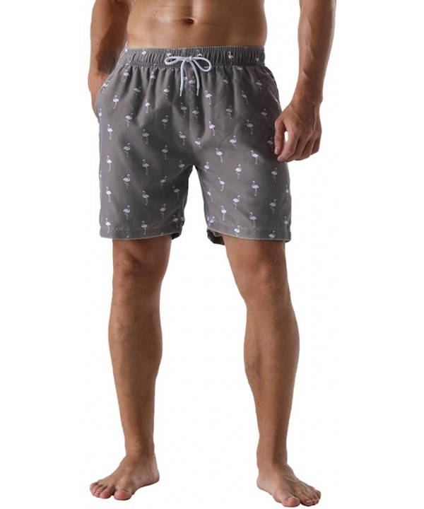 Men's Swim Trunks Retro Quick Dry Soft Washed Full Liner Casual Shorts - 335-gray - CI19G8T4UQG $16.46-Trunks