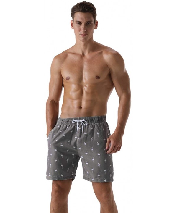 Men's Swim Trunks Retro Quick Dry Soft Washed Full Liner Casual Shorts - 335-gray - CI19G8T4UQG $16.46-Trunks