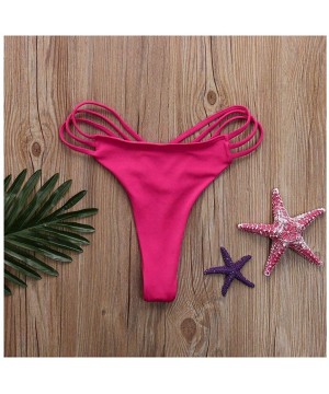 Micro Cut Out Booty Shorts Strappy Low Rise Bikini Bottoms - Hot Pink - CO196IWS74Z $9.92-Bottoms