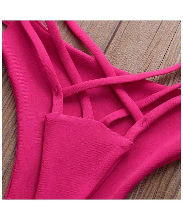 Micro Cut Out Booty Shorts Strappy Low Rise Bikini Bottoms - Hot Pink - CO196IWS74Z $9.92-Bottoms