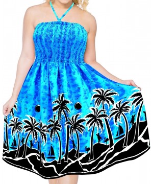 Women's Plus Size Beach Dress Hawaiian Camp Party Loungewear Printed B - Blue_p994 - CU182GXQQLX $18.07-Cover-Ups