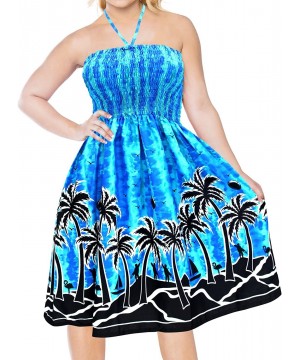 Women's Plus Size Beach Dress Hawaiian Camp Party Loungewear Printed B - Blue_p994 - CU182GXQQLX $18.07-Cover-Ups