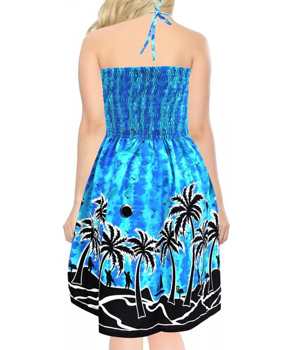 Women's Plus Size Beach Dress Hawaiian Camp Party Loungewear Printed B - Blue_p994 - CU182GXQQLX $18.07-Cover-Ups