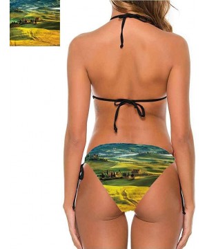 Bikini Swimsuits with Tie-Side Cheeky Cobblestone Doorway to House - Multi 06 - CI190EYY9H5 $32.61-Bottoms