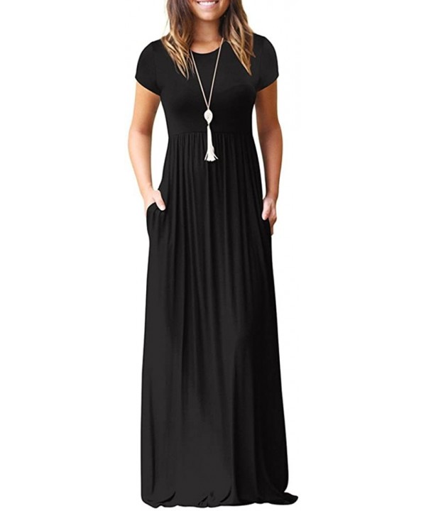 Dresses for Women Casual Summer-Sleeveless Racerback Loose Formal Plain Maxi Dresses Casual Long Dresses with Pockets - Y1-bl...