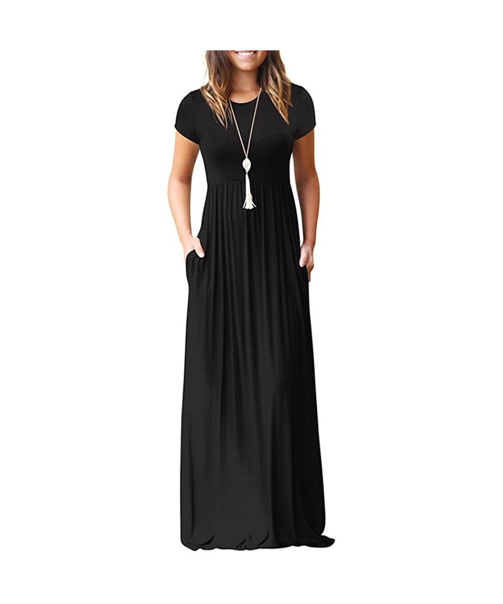 Dresses for Women Casual Summer-Sleeveless Racerback Loose Formal Plain Maxi Dresses Casual Long Dresses with Pockets - Y1-bl...