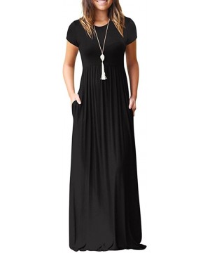 Dresses for Women Casual Summer-Sleeveless Racerback Loose Formal Plain Maxi Dresses Casual Long Dresses with Pockets - Y1-bl...