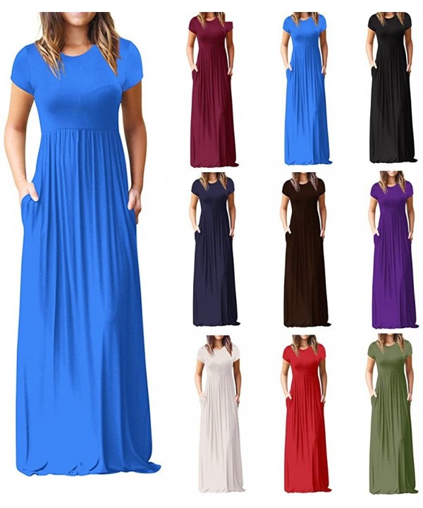 Dresses for Women Casual Summer-Sleeveless Racerback Loose Formal Plain Maxi Dresses Casual Long Dresses with Pockets - Y1-bl...