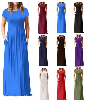 Dresses for Women Casual Summer-Sleeveless Racerback Loose Formal Plain Maxi Dresses Casual Long Dresses with Pockets - Y1-bl...