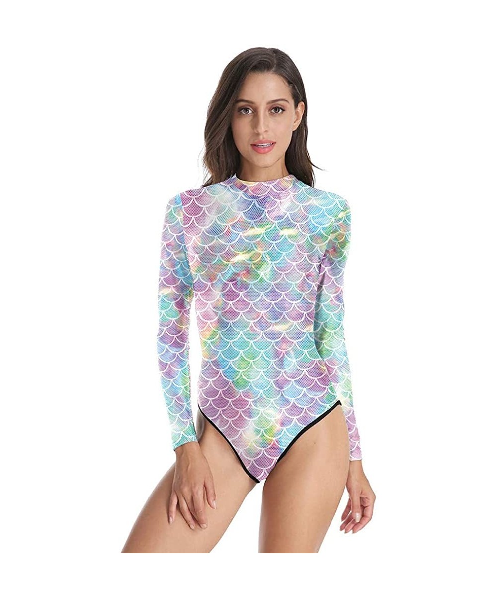 Women Long Sleeve Rash Guard UPF 50 + Wetsuit One Piece Zipper Swimsuit for Surfing Swimming Diving - Multi Color - C818W7Z2K...