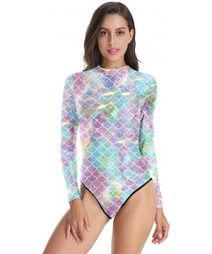 Women Long Sleeve Rash Guard UPF 50 + Wetsuit One Piece Zipper Swimsuit for Surfing Swimming Diving - Multi Color - C818W7Z2K...