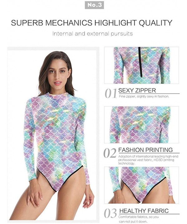 Women Long Sleeve Rash Guard UPF 50 + Wetsuit One Piece Zipper Swimsuit for Surfing Swimming Diving - Multi Color - C818W7Z2K...