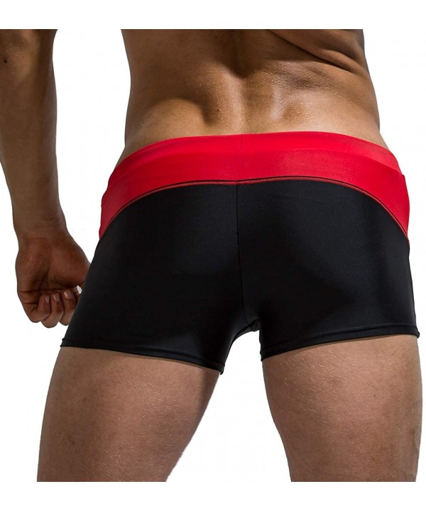 Men Swim Trunks Boxer Briefs Square Compression Leg Short Swimsuit - D-red - CS1973952KU $27.18-Briefs